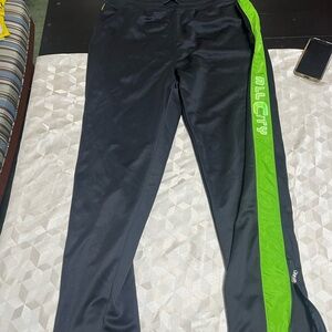 Men's Black and Green Joggers